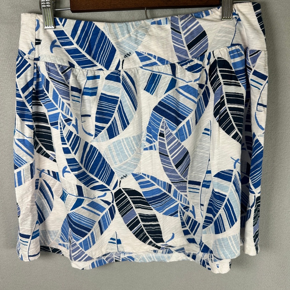 Tommy Bahama Skirt women W28 Blue Leaf Print Cotton Tropical Preppy Vintage EUC